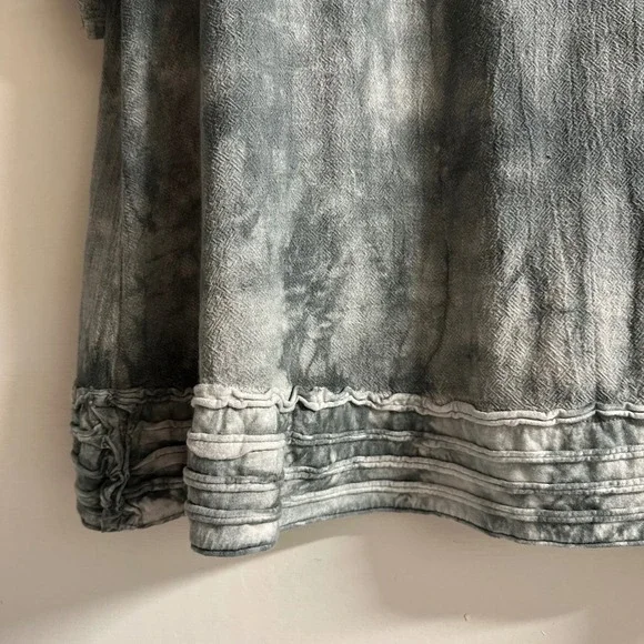 Oh My Gauze Grey Tie Dye Cotton Open Front Cardigan OS Boho Lagenlook Unisex - Picture 5 of 9